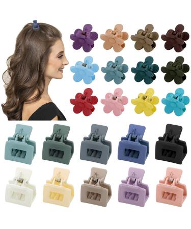 SuPoo 22pcs Mini Claw Clips Set - Flower & Square Hair Clips for Girls - Small Claw Clips for Thin & Thick Hair - Morandi Colors - Buy Online on SooperMarket.com