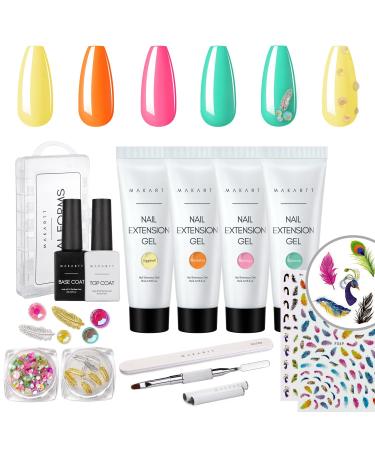 Makartt poly nail set builder gel for nail poly nail poly nail gel jump colors kit poly nail extension gel all-in-one set for starter or nail technician (birds of paradise) spring series