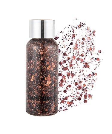 GL-Turelifes Mermaid Sequins Chunky Glitter Liquid Eyeshadow Glitter Body Gel Festival Glitter Cosmetic Face Hair Nails Makeup Long Lasting Sparkling 30g (07 Bronze)