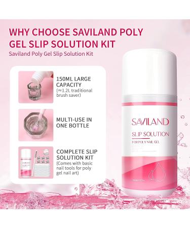 Saviland 150ML Slip Solution Poly Gel Kit for Nail Art - Anti-Stick Liquid with Nail Brush & Clips - Manicure Starter Set for DIY Home & Salon Use - Buy Online on SooperMarket.com