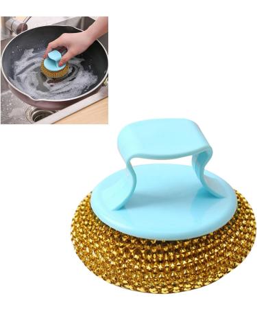 Pots Metal Sponges Easy to Use Durable Practical Stainless Steel Wire Ball with Handle for Kitchen (Gold) - Buy Online on SooperMarket.com