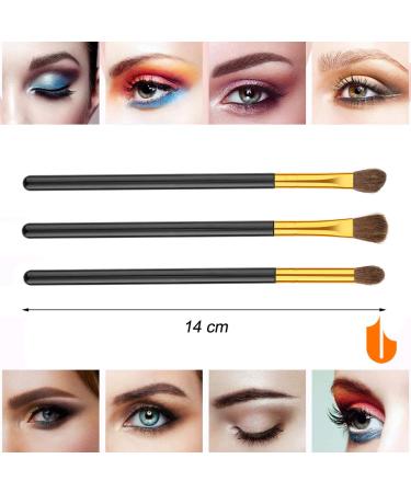Urbanstrive 3pcs Professional Eye Makeup Brushes Set | Soft Synthetic Blending Brush Kit for Flawless Eyeshadow Eyeliner & Eyebrow Application - Gold - Buy Online on SooperMarket.com