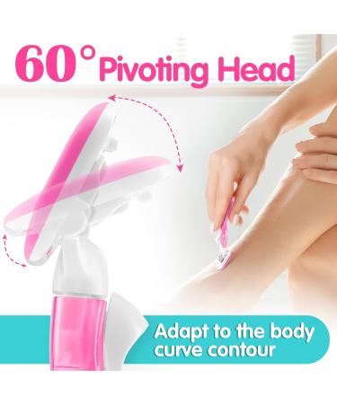 Travel Razors for Women - 5-Blade Mini Razor with Case & Cartridges | Portable Toiletries in Pink - Buy Online on SooperMarket.com