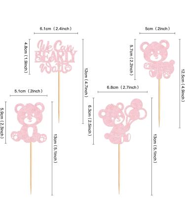 24PCS We Can Bearly Wait Cupcake Toppers Sparkling Balloon Bear Cupcake Toppers Little Bear Theme Baby Shower Decorative Supplies Gender Revealing Theme Children's Birthday Party Supplies Pink Pink3 - Buy Online on SooperMarket.com