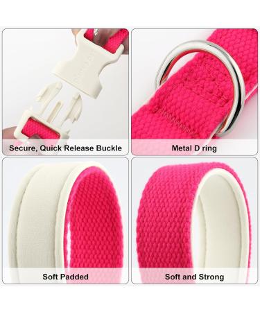 Plutus Pet Cotton Dog Collar Heavy Duty Collar with Soft Padding Adjustable and Comfortable for Small Medium and Large Dogs Hot Pink S Small Hot Pink - Buy Online on SooperMarket.com