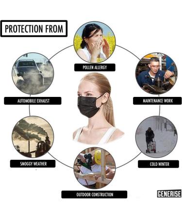 x150 Black Disposable Face Masks Generise 3Ply Non-Medical Face Masks UK Stock by YiHub - Breathable Disposable Face Masks Black to Cover Mouth & Nose - Buy Online on SooperMarket.com