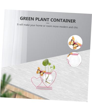 Zerodeko Wrought Iron Hydroponic Flower Pot Plein Air Frames Freesia Greenery Wall Vases for Flowers Green Plant Pot Cactus Plant Terrarium Glass Desktop Office Decorations Pink Pink 20.5X8CM - Buy Online on SooperMarket.com