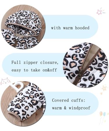 Kids4ever Leopard Print Winter Coat - Toddler Zipper Hooded Jacket for Boys & Girls, Windproof & Warm Fleece Outerwear Snowsuit with 2 Pockets, 18-24 Months - Buy Online on SooperMarket.com