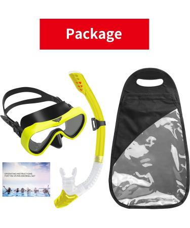 SwimStars Snorkel Set for Women and Men - Anti-Fog Comfortable Mask with Tempered Glass - Ideal for Swimming, Snorkeling, and Scuba Diving - Yellow - Buy Online on SooperMarket.com
