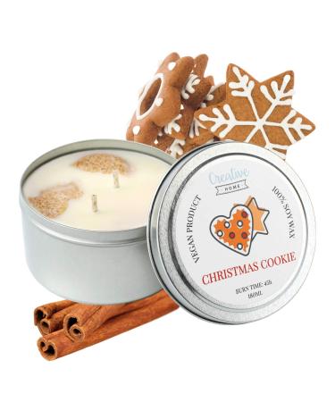 Creative Home Christmas cookies soy wax fragrance candle |45 hours of burning time |100% vegan in can |180 ml bio aromatic candles |Gifts fragrance candles |Relaxation decoration or candy gift