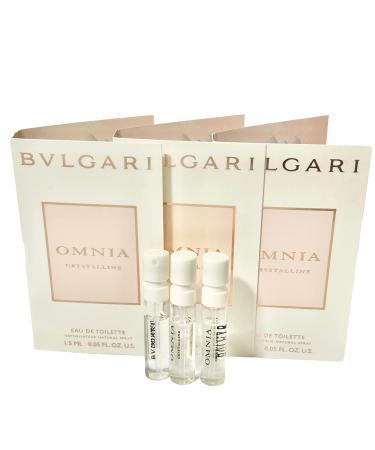BVLGARI Omnia Crystalline Sample EDT 1.5 ml / 0.05 Fl Oz Women Perfume (Pack of 3)