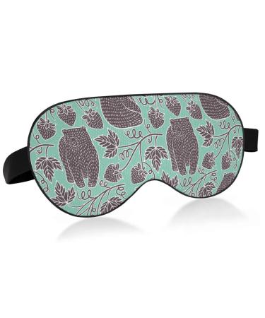 Haskirky Light Blocking Eye Mask Breathable and Adjustable Adult Men and Women Travel on Business Trips Yoga Meditation Light Smooth Comfortable Eye Mask Office Deep Sleep Goodies Bears and Strawbe