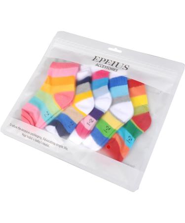 EPEIUS Kids Girls' 5 Pack Seamless Rainbow Stripes Crew Socks - Size Medium, Assorted Colors - Buy Online on SooperMarket.com