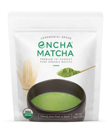 Encha Ceremonial Grade Matcha, Green Tea Matcha Powder - First Harvest Organic Japanese Matcha Green Tea Powder, Matcha Tea From Uji, Japan (30g/1.06oz) Organic Ceremonial 1.06 Ounce (Pack of 1)