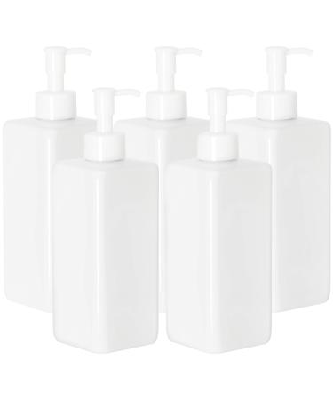Youngever 5-Set 500ml Pum Pum for shampoo reusable plastic pump dispenser soap dispenser dispenser lotion donor empty bottle for liquid shampoo lotions kitchen bathroom (white) white/opulent garden