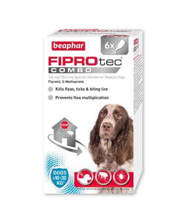 Beaphar | FIPROtec COMBO for Medium Dogs (10-20kg) | Kills Fleas Flea Eggs & Ticks | Stops Fleas Multiplying on Pet and in Home | Vet Strength Treatment | 6 Pipettes