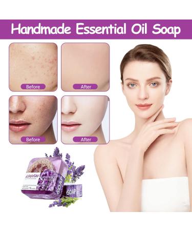 Lavender Soap Natural Lavender & Loofah Soap Bar Handmade Organic Soap Vegan Cruelty Free No SLS or Parabens Smooth Skin Acne Soap for Face and Body - Buy Online on SooperMarket.com