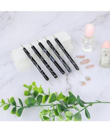 5PCS Dotting Tools Set Professional Ball End Nail Art Tools Polish Carving Tool Dotting Painting Pen 2 Way Nail Dotting Pen Marbleizing Tool Set for Nail Art Designs Black - Buy Online on SooperMarket.com