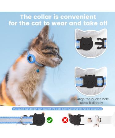Reflective Airtag Cat Collar with Bell | Waterproof Holder | Breakaway Safety Buckle | 3/8 Width | Compatible with Apple Airtag - Blue - Buy Online on SooperMarket.com