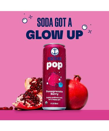 Health-Ade Pop Soda: Prebiotic Seltzer with Real Fruit Juice | Gut Health Support, Fiber Rich, Low Calorie | Plant Based, Organic, Vegan | Pomegranate Berry Flavor - 8 Pack (12 Fl Oz Cans) - Buy Online on SooperMarket.com
