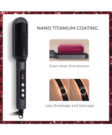 TYMO RING PLUS Ionic Hair Straightener Comb - Nano Titanium Brush with 9 Temp Settings & LED Screen - Buy Online on SooperMarket.com