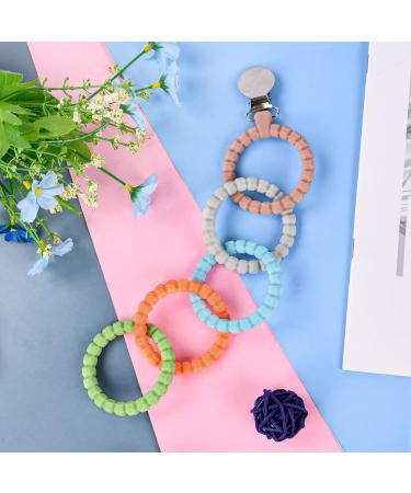 Vicloon Baby Teething Rings Clip Set - Cooling & Soothing Toys for Newborns - Safe Silicone Teething Ring (Blue/Grey/Orange/Green) - Buy Online on SooperMarket.com