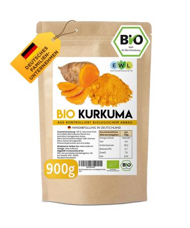 EWL natural products turmeric powder bio 900g turmeric organic powder finely ground curcuma powder from controlled organic cultivation turmeric 900g