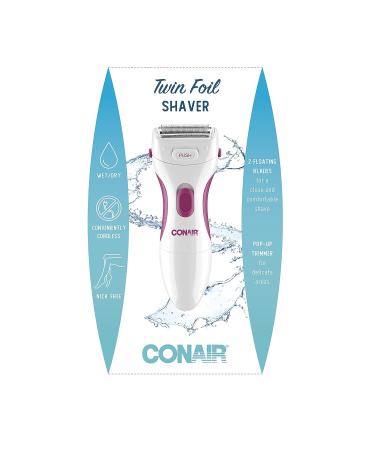 Conair Cordless Electric Dual Foil Shaver & Trimmer for Women - Body and Facial Hair Removal for Face, Ear/Nose, Eyebrows, Legs, and Bikini Lines - White/Pink - Buy Online on SooperMarket.com