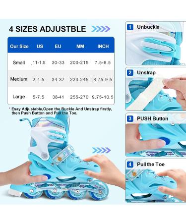 Adjustable Inline Skates for Boys Girls  Roller Single Flash Blades Skates for Kids Women Men Size Beginners Outdoor and Indoor Blue new Medium - Buy Online on SooperMarket.com