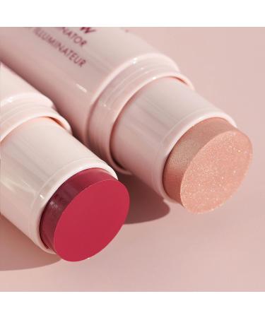 Wander Beauty On-the-Glow Blush and Illuminator - Strawberry Fields/Nude Glow - 7-in-1 Hydrating Stick Blush & Highlighter for Cheeks, Lips, Face & Body - Buy Online on SooperMarket.com