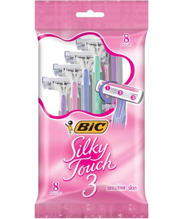BIC Silky Touch 3 Womens Disposable Razor, Assorted, 8 Count