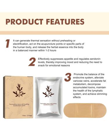 5 Pieces Turmalinstein Moxibustion Patches - Self-Warming Pain Relief Stickers for Men & Women | Plant Extract Massage - Buy Online on SooperMarket.com