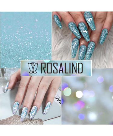 ROSALIND Blue Poly Nail Gel Set - 6 PCS Nail Extensions Gel, Clear Glitter Jelly Poly Nails, White Blue Sparkle Art - 15ML - Buy Online on SooperMarket.com