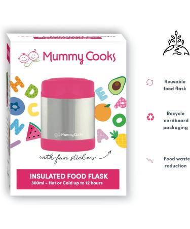Mummy Cooks Insulated Children's Food Flask 300ml (Pink) | Free Stickers - Buy Online on SooperMarket.com