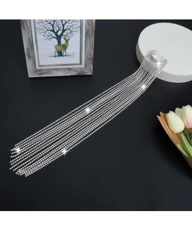 Rhinestone Tassel Hair Clips Silver Diamante Chain Hair Clips for Women Ponytail Clips Hair Style Accessories - Buy Online on SooperMarket.com