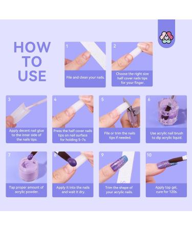 Buy SAVILAND Acrylic Nail Tips & Glue - Half Cover False Nail Tips 10 Sizes for Professional Acrylic Nails | Fast-Dry Nail Glue & Starter Kit - Buy Online on SooperMarket.com