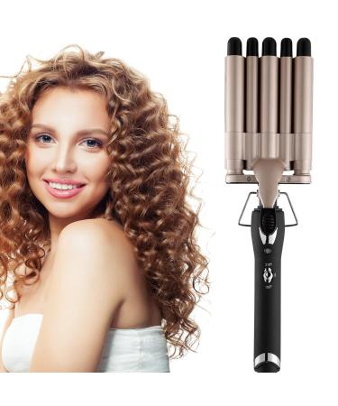 5 Barrel Hair Crimper Iron - 0.6 Inch Ceramic Tourmaline Curling Wand for Perfect Waves - Dual Voltage International Shipping - Buy Online on SooperMarket.com