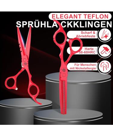 Purple Dragon 5.5 Inch Hairdressing Scissors Set (Red) 5 5" Red - Buy Online on SooperMarket.com