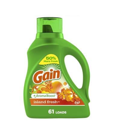 Gain + Aroma Boost Liquid Laundry Detergent Island Fresh Scent 61 Loads 88 oz HE Compatible