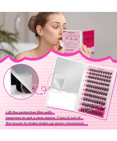 PRO Self Adhesive Eyelashes Kit - 120pcs Lash Clusters & Essentials | Easy Home Application | Lash Fixative Remover & Applicator Included - Begonia D-10-18mix - Buy Online on SooperMarket.com