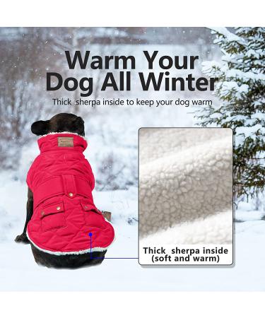 KYEESE Dog Cold Weather Coat | Windproof Padded Sherpa Warm Jacket for Large Dogs | Red XX-Large | Leash Hole | Dog Apparel - Buy Online on SooperMarket.com