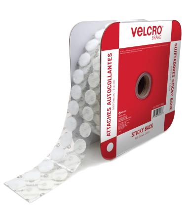 VELCRO Brand Adhesive Dots White 500 Pk 3/4 Circles Sticky Back Round Hook and Loop for School Teachers Mounting Arts and Crafts | VEL-30077-AMS White 500Pk Coins