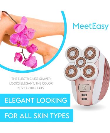 Meeteasy Electric Leg Shaver for Women - Rechargeable Painless Lady Razor - Cordless Bikini Trimmer in Gold - Buy Online on SooperMarket.com