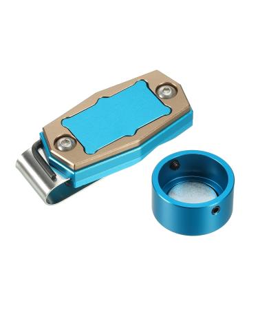 PATICIL Billiard magnetic chalk owner round aluminum alloy pool billiard queue chalk peak case with a belt clip for snooker sports accessories blue brown