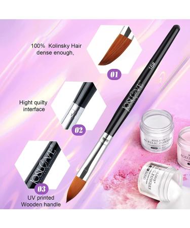 JOSLOVE 2PCS Size 16 Kolinsky Acrylic Nail Brushes | Acrylic Application | Pure Sable Hair | Wooden Handle - Buy Online on SooperMarket.com