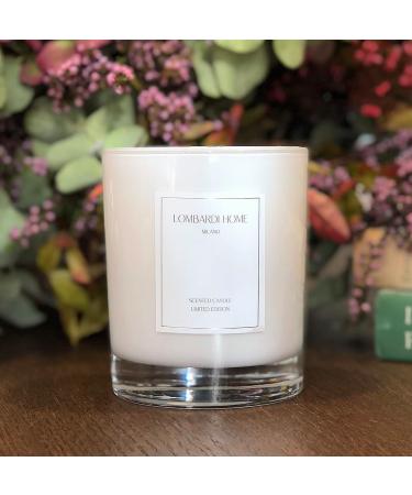 Lombardi Home Vanilla Fragrance Candle - Vegan & Organic Soy Wax in White Glass Vessel | 46h Burn Time - Perfect Home Decor Gift - Buy Online on SooperMarket.com