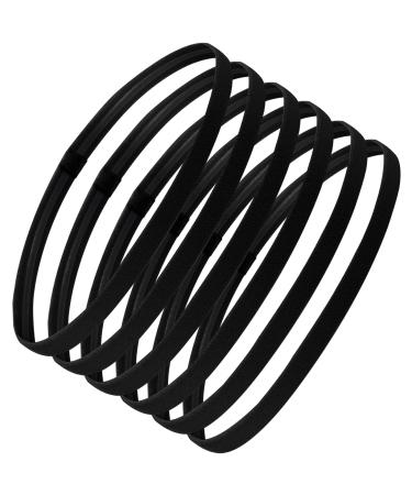 Sularpek 6 Pack Yoga Head Bands Sports Terraps Unisex Black Elastic Hair Band Sport Slide Cleed Bands Anti-slip Thin Hair band/headband for gym/football/Tennis
