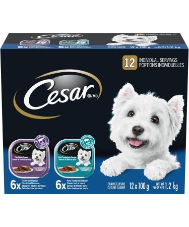 CESAR Classic Loaf in Sauce Adult Wet Dog Food Chicken Lovers Variety Pack & Adult Wet Dog Food Classic Loaf in Sauce Entr es - Pork Tenderloin - Top Sirloin 100g Tray (12 Pack) - Buy Online on SooperMarket.com
