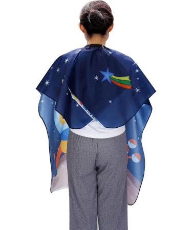 Ccbeauty Waterproof Hairdressing Cap for Kids | Adjustable Children's Hair Cutting Apron | Blue Space Pattern Toddler Hairdresser Slop - Buy Online on SooperMarket.com