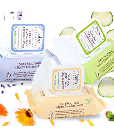 Babo Botanicals Calming 3-in-1 Cleansing Wipes with French Lavender & Meadowsweet - 30 ct - Buy Online on SooperMarket.com